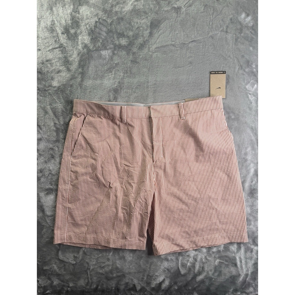 NWT Dri Fit Nike Golf Shorts Pink White Striped Luxury Pair Sz 42 Mens Swoosh